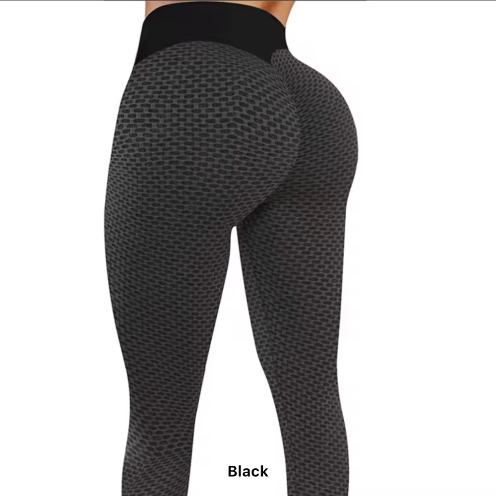 Black Textured Leggings